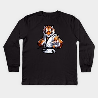 tiger kung fu master Kids Long Sleeve T-Shirt